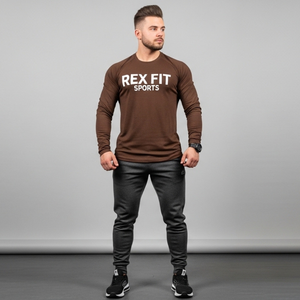 T-shirts basiques à col rond pour hommes, manches longues, couleurs unies personnalisables, pour l'été, taille OEM - Product Image 4