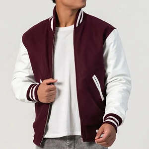 Veste universitaire en laine pour homme sur mesure, avec patch en chenille, manches en cuir, veste de baseball, veste de letterman, vente en gros OEM - Product Image 1