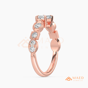 แหวนหมั้นทองคำ 14K โรสโกลด์ทรงเหลี่ยมมรกตประดับมอยส์ซาไนต์ แหวนแต่งงานทรงเรขาคณิต เครื่องประดับเจ้าสาวสุดหรู ของขวัญ - Product Image 6
