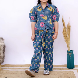 Conjunto de ropa de algodón de calidad superior para niñas, camisa informal de manga corta con patrón sólido, camisa de lujo para niños de 1 a 12 años - Product Image 1