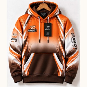 Sweat-shirt à capuche sportif tendance, dégradé orange et violet, personnalisé, cousu sur mesure, vente en gros directe, par Ziakot Industry - Product Image 5
