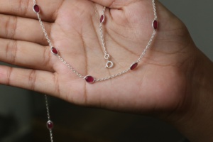 Wholesale 925 Sterling Silver <b>Ruby</b> Gemstone <b>Necklace</b> for Women Classic Oval Cut Fine Chain Jewelry Gift - Product Image 3