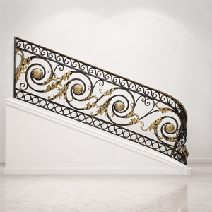 KHP Rust Resistant Wrought Iron Stair Railing for Balcony Hotel Use DIY UV Protected Anti-theft Durable Solid Iron Material - Product Image 1