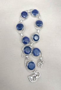 Natural Blue Sapphire Gemstone 925 Sterling <b>Silver</b> <b>Bracelet</b> Oval Faceted Handmade Jewelry With Gold Plating Option Wholesale - Product Image 4