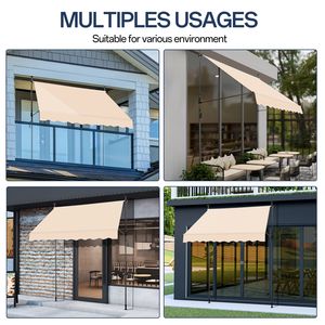Tenda da Sole Retrattile Color Kaki con Telo in Poliestere Spalmato 200 cm x 120 cm x 200 cm-300 cm di Altezza, Installazione Autoportante per Ombreggiatura - Product Image 5