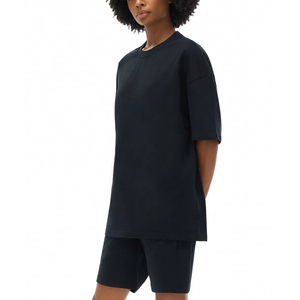 Camiseta de mujer de corte holgado, estilo cropped, con lavado ácido, informal, de manga corta, oversize, estilo vintage urbano, lisa, 100% algodón, 280GSM - Product Image 4