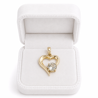 Pendentif Cœur en Topaze Bleue Naturelle, Collier en Laiton Doré avec Pierre Précieuse, Cadeau Romantique pour Elle, Idéal pour Anniversaire de Mariage