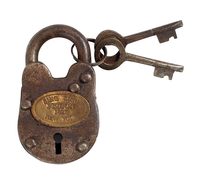 Cadenas en fonte RARESSIME avec 2 clés, finition antique rustique, serrure robuste, style vintage, quincaillerie artisanale pour porte, portail, coffre