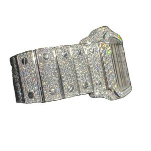 Montre de haute qualité en moissanite VVS, verre antique, bracelet en acier inoxydable pour homme, mouvement à quartz, montre de mode glacée pour affaires, Reloj - Product Image 1