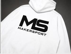 Sudadera con Capucha Blanca para Hombre Makersport, Corte Regular, Felpa de Algodón, Estilo Casual para Otoño, con Bolsillo Delantero y Logotipo Estampado - Product Image 3