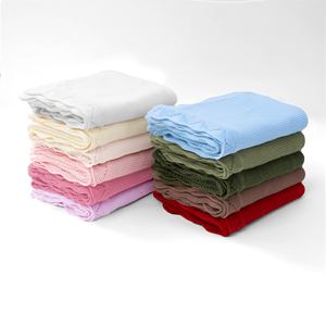 Couverture bébé tricotée artisanale 100% coton écologique couleur unie rectangulaire 209-278g Vietnam OEM/ODM Emballage personnalisé disponible - Product Image 5