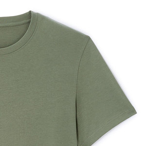 Camiseta de punto casual para hombre, de manga corta, cuello redondo, corte regular, color verde sólido - Product Image 3