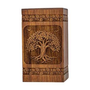 Handcrafted Wooden Urn with Tree of Life Carved Cremation Urn for Human Ashes Memorial <b>Keepsake</b> <b>Box</b> Funeral Urn - Product Image 1