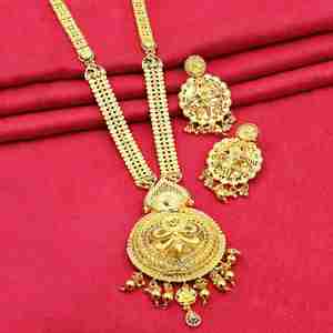 Juego de Joyería Larga Chapada en Oro Micro de 14K, 18K y 24K al por Mayor, Joyería Larga de Moda Chapada en Oro Micro, Juego de Joyería con Diseño Floral Tradicional - Product Image 1