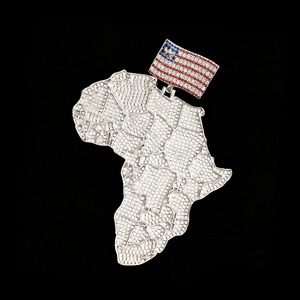 Collar con Colgante de Mapa de África y Bandera de EE. UU. con Moissanita y Diamantes de Laboratorio, Estilo Bling de Rapper Hip Hop - Product Image 3