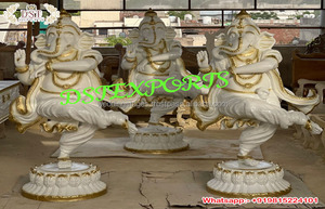 Estatua dorada de Ganapati para decoración de boda tradicional, estatua sentada tradicional de Ganesha para boda, decoración de estatua de Ganesha FRP - Product Image 2