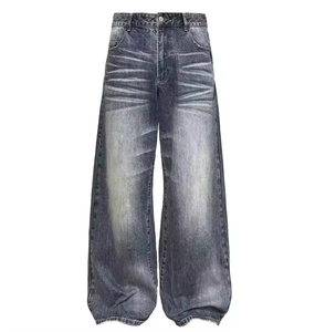 Jeans droits pour hommes de haute qualité, personnalisés, style hip-hop, respirants, effet délavé printanier avec moustaches - Product Image 4