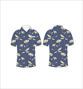 เสื้อโปโลลายพฤกษศาสตร์สีกรมท่าแบบสั่งทำพิเศษ ระบายอากาศได้ดี น้ำหนักเบา เหมาะสำหรับทีมกอล์ฟ แขนสั้น พิมพ์ลายแบบซับลิเมชั่น เสื้อผ้าลำลอง - Product Image 1