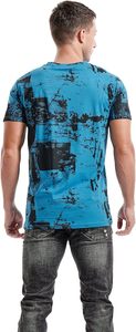 T-shirt à manches courtes pour homme, bleu, logo sur le devant, coupe classique, col rond, décontracté, tricoté en polyester, respirant - Product Image 3