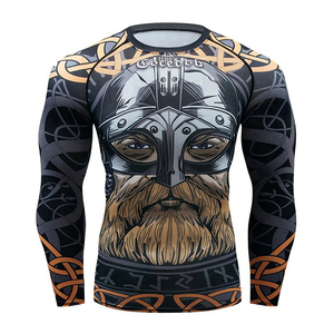 Long Sleeve BJJ Rash Guard <b>Men's</b> UPF50+ Anti-Bacterial Quick Dry Breathable Spandex/Polyester <b>Compression</b> <b>Shirt</b> Heat Transfer - Product Image 6