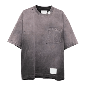 Camisetas de hombre de primera calidad con efecto desgastado, personalizadas, de manga corta, con lavado ácido y cuello redondo para hombre. - Product Image 2