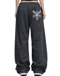 Pantalon de jogging ample en molleton gris anthracite personnalisé avec imprimé tête de mort Grim Reaper pour femme, style streetwear, sur mesure OEM - Product Image 2