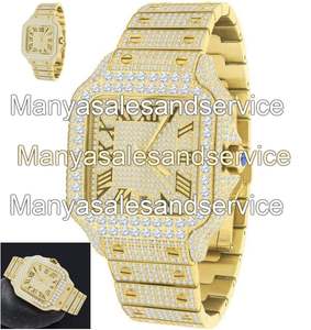 Montre-bracelet automatique de luxe en acier inoxydable et moissanite, entièrement sertie de diamants, style Hip Hop Bust Down pour hommes - Product Image 4