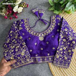 Colección de Blusas Listas para Usar de Seda Vichitra de la Mejor Calidad con Trabajo de Lentejuelas Zari para Festivales, Proveedor Indio, Moda Femenina - Product Image 5