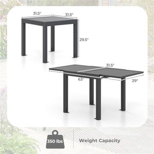 Tavolo da Pranzo da Esterno Grigio con Telaio in Alluminio, Set di Mobili da Patio Retrattile per 4-6 Persone, per Giardini e Centri Commerciali - Product Image 3