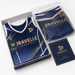ชุดยูนิฟอร์มเชียร์ลีดเดอร์สั่งทำพิเศษจาก Dravelle Industry สีอินดิโก้ไล่เฉด พร้อมโลโก้สีทองเมทัลลิกและขอบสีขาว - Product Image 5