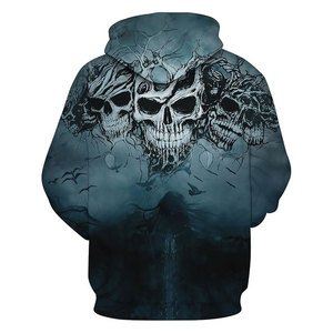 Sudadera con capucha estampada de calavera, diseño gráfico novedoso, estilo urbano gótico con estampado de esqueleto, manga larga y cordón ajustable - Product Image 5