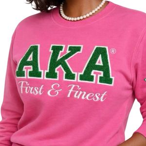สีชมพู AKA First & Finest เสื้อสเวตเตอร์ยาวระดับเอว คอกลม แขนยาว เสื้อผ้าฟลีซเนื้อนุ่ม ผู้หญิง แฟชั่นลำลอง ชมรมนักศึกษา - Product Image 2
