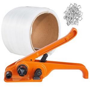 Kit de flejado con 328 pies de cordón de flejado tejido, 100 sellos metálicos y herramienta tensora para embalaje de palets, modelo PP Strap - Product Image 1