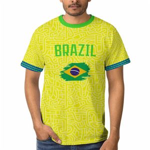 Camiseta de Fútbol de Brasil para Hombre, Manga Corta, Estampado Completo, Cuello Redondo, Transpirable, Ropa Deportiva de Poliéster, Uniforme para Adultos - Product Image 4
