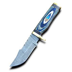 มีดคมกริบใบตายเหล็กดามัสกัส ด้ามไม้พัคก้าหลากสี สำหรับใช้งานอเนกประสงค์ EDC แบบยุทธวิธีและเอาตัวรอด  รับผลิตตามสั่งขายส่ง (OEM) - Product Image 1