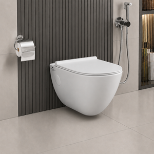 Inodoro de Pared con Descarga Tornado, de Una Pieza, Asiento con Cierre Suave, Cerámica Blanca, Sanitario Moderno para Baño de Hotel - Product Image 1