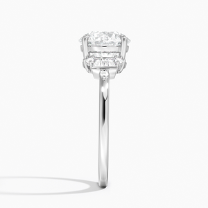 Bague de fiançailles pour femme en argent sterling 925 avec halo de ballerine et diamants moissanite ronds et baguettes affûtées - Product Image 6