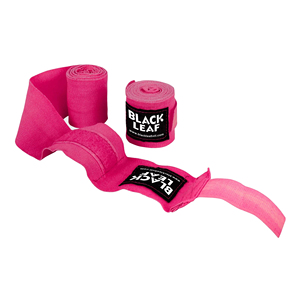 Black Leaf Boxing Hand <b>Wraps</b> <b>Pink</b> Cotton Elastic Stretchable Hook Loop Closure Unisex Protective Gear Personalized Logo Design - Product Image 1