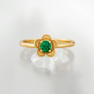 Joyería Fina Elegante con Baño de Rodio y Oro de 14K, Diseño Floral Radiante con Piedra Central de Corte Baguette, Ideal para Bodas y Fiestas, OEM - Product Image 2