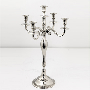 Aluminum silver Plated tall <b>Candelabra</b> with 5 Arm Shiny Silver Plated Floor decoration & Party decoration Handmade Candle Holder - Product Image 1