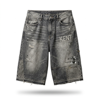 Shorts en jean amples et respirants, taille mi-haute, tie-dye, délavés, effet usé, style streetwear, personnalisables et tendance, sous marque privée
