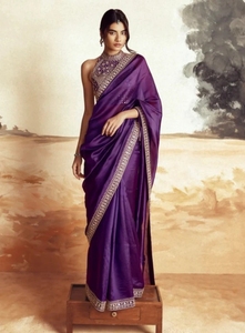 Sari de Rayón Georgette Bordado, Reversible, Antiarrugas, de Secado Rápido, para Fiestas de Otoño al Estilo Bollywood - Product Image 6