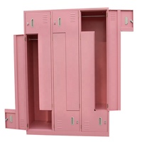 Armoire de rangement pour vêtements en acier en forme de Z, armoire de rangement pour vêtements de sport avec banc, 4 portes colorées, armoire en métal pour l'école, type L-F