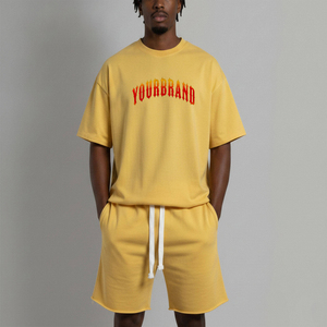 Custom Shorts and T-Shirt <b>Set</b> Solid Baggy Fit Oversized Streetwear Comfortable Men's Summer Casual <b>Set</b> Polyester/Cotton Fleece - Product Image 1