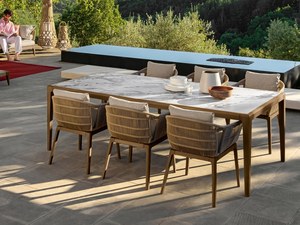 ROCF-034 Modern Wicker Outdoor Dining Set Weather-Resistant Rope Garden <b>Sofa</b> UV-Resistant PE <b>Rattan</b> Powder Coated Aluminum Frame - Product Image 5