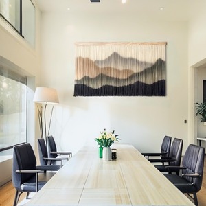 Décoration murale en macramé, motif de montagne pittoresque, rectangle, scène naturelle bohème, décoration intérieure pour salon - Product Image 5