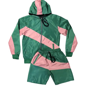 Women's <b>Y2K</b> Color Blocking <b>Tracksuit</b> Set Short Sleeve Zipper Jacket With Shorts Quick Dry Lightweight Summer Wear - Product Image 4
