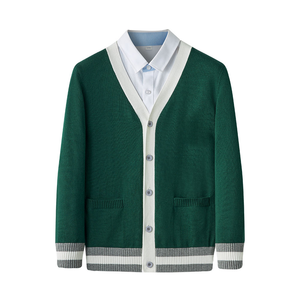 Cardigan scolaire anti-rides personnalisé, pull universitaire brodé en tricot coloré pour sororité et fraternité, position du logo sur le devant - Product Image 2