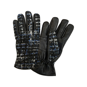 Boucle Tweed Leather <b>Gloves</b> Winter Textured <b>Wool</b> Blend Unisex Fashion Full Finger Warm Bulk Elegant Driving <b>Gloves</b> - Product Image 1