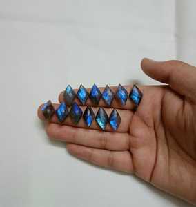 Natural Gemstone Checker Cut Cabochon 11x19mm 5mm Thickness Polished Loose Stone Blue Fire Color <b>Play</b>/Fire for Jewelry - Product Image 3